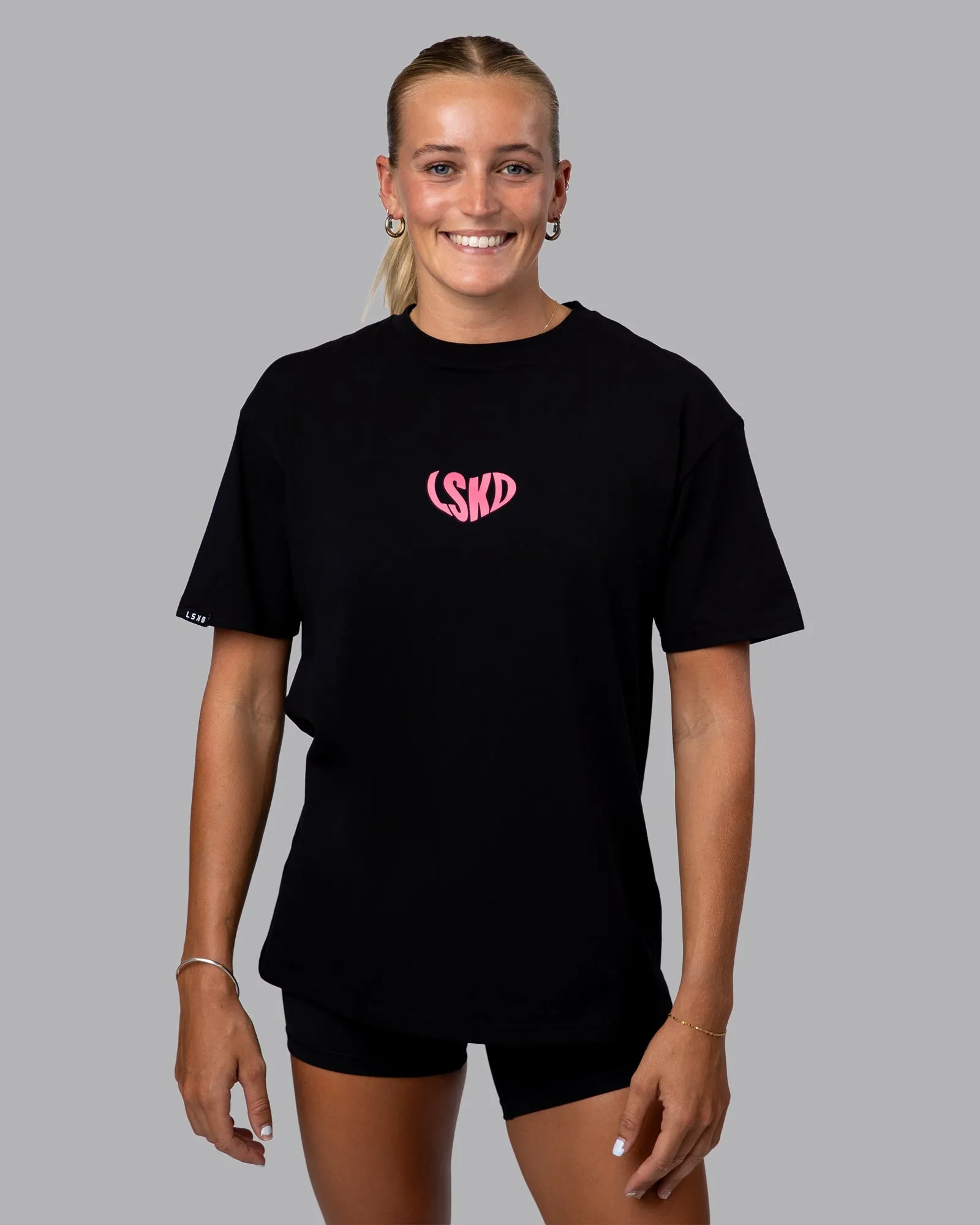 Unisex Love To Train FLXCotton Tee Oversize - Black-Pink Lemonade