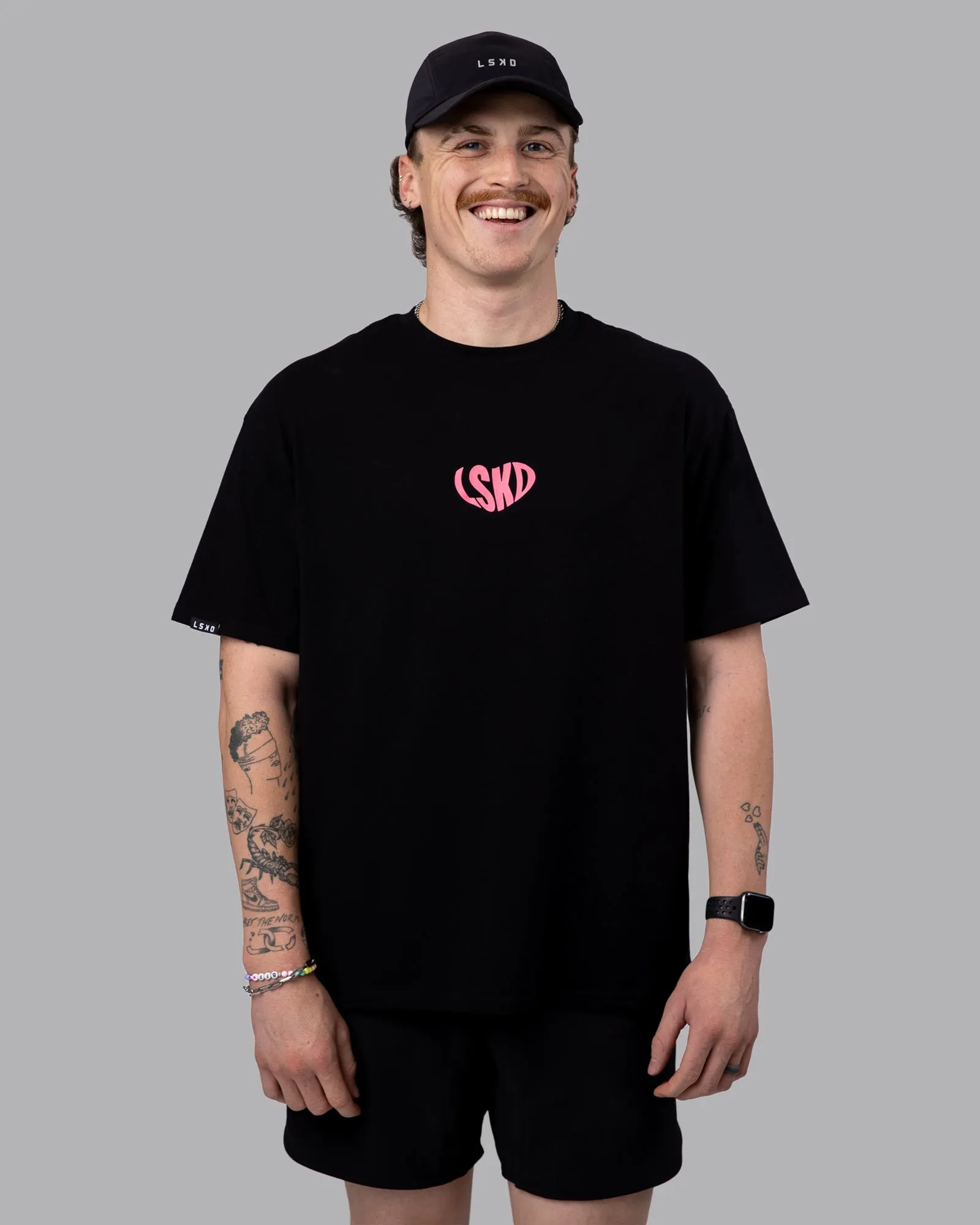 Unisex Love To Train FLXCotton Tee Oversize - Black-Pink Lemonade