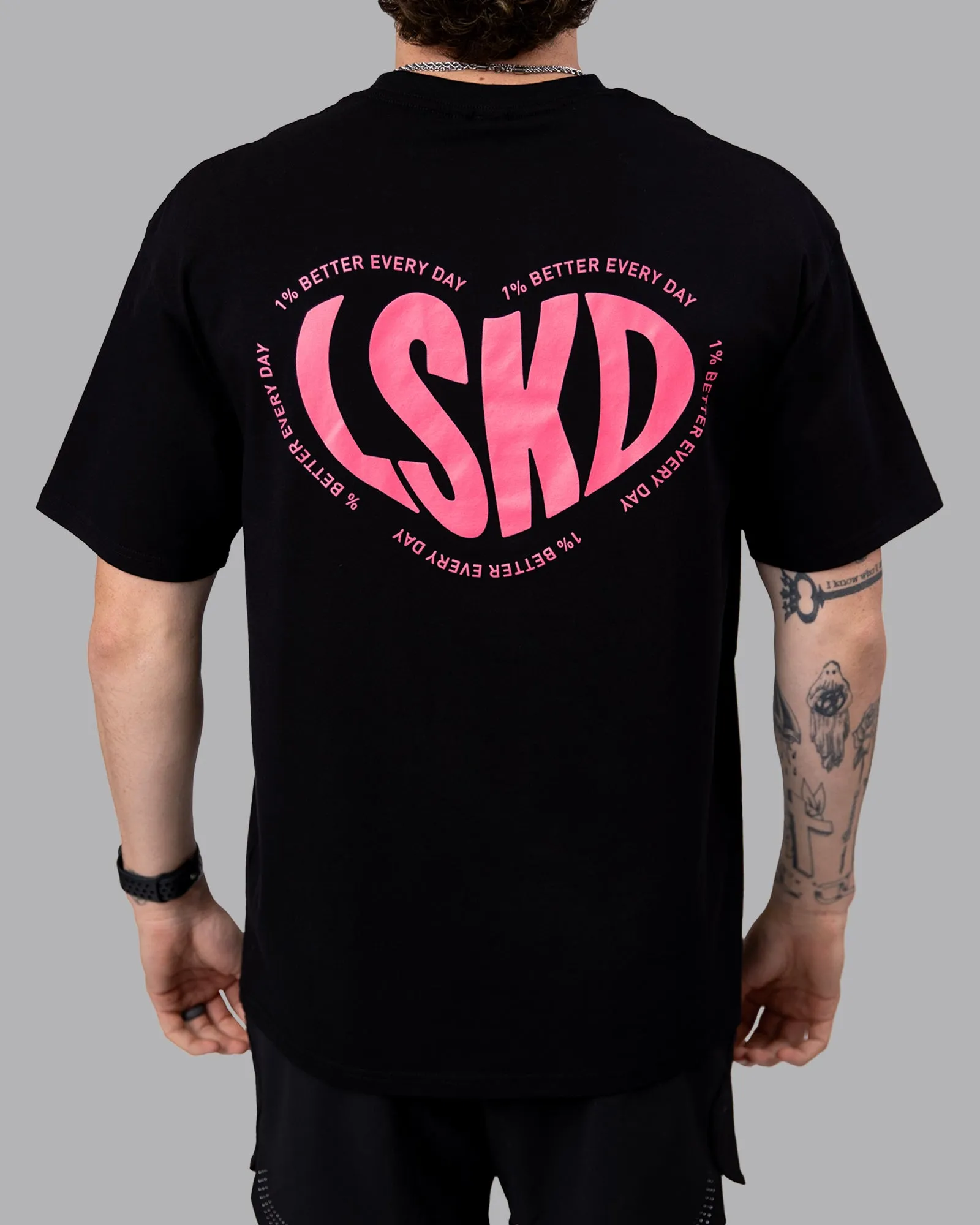 Unisex Love To Train FLXCotton Tee Oversize - Black-Pink Lemonade