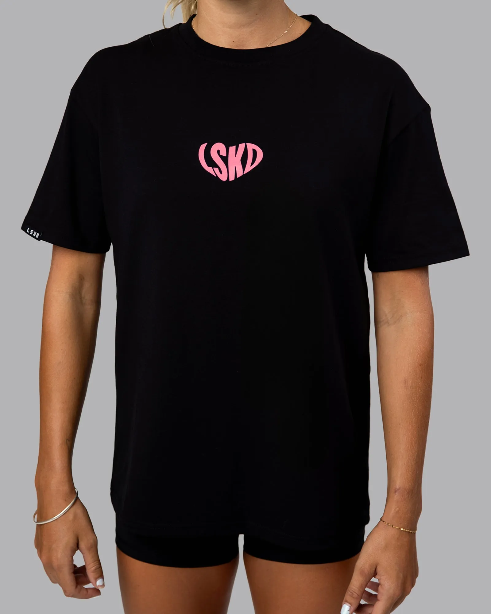 Unisex Love To Train FLXCotton Tee Oversize - Black-Pink Lemonade