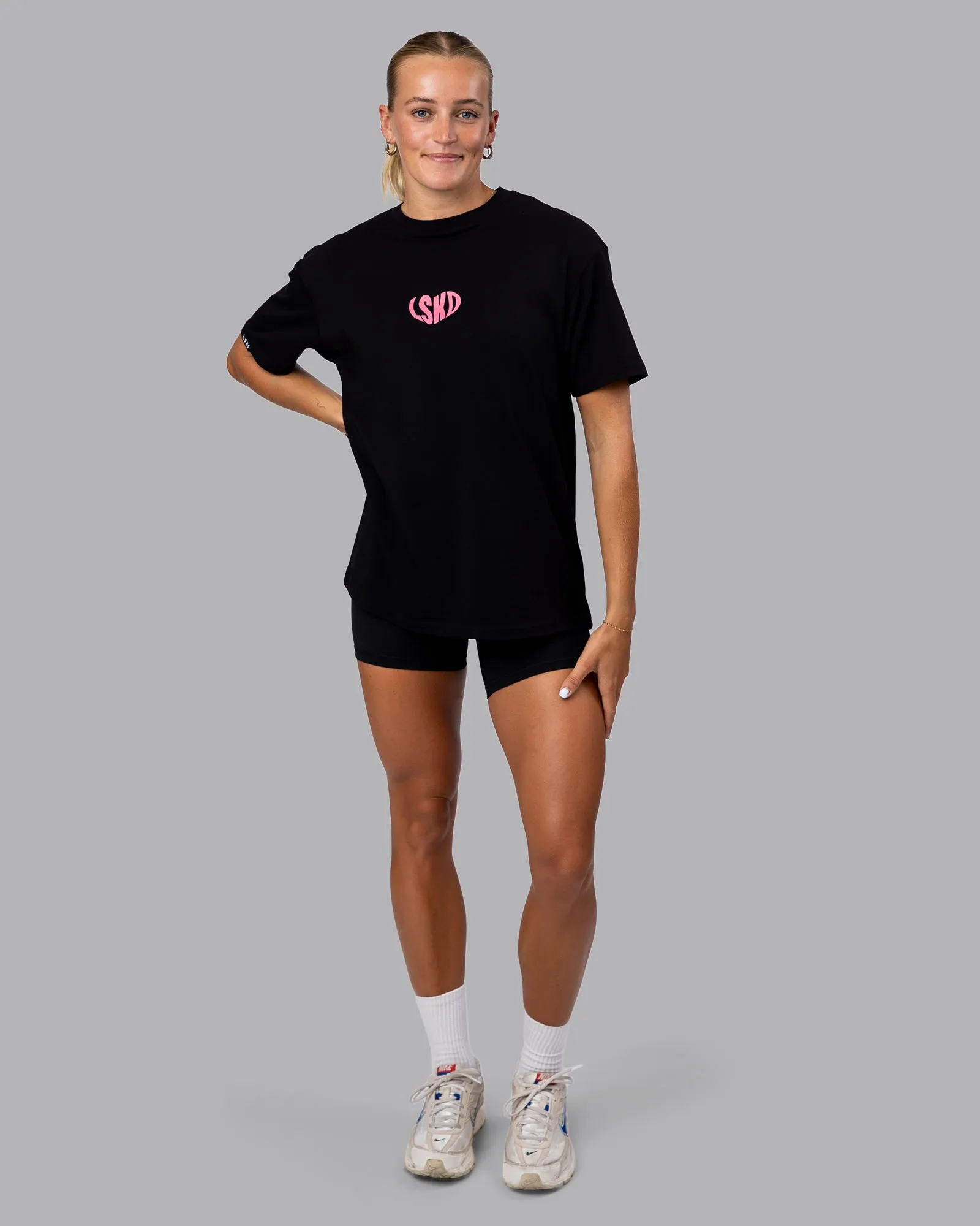Unisex Love To Train FLXCotton Tee Oversize - Black-Pink Lemonade