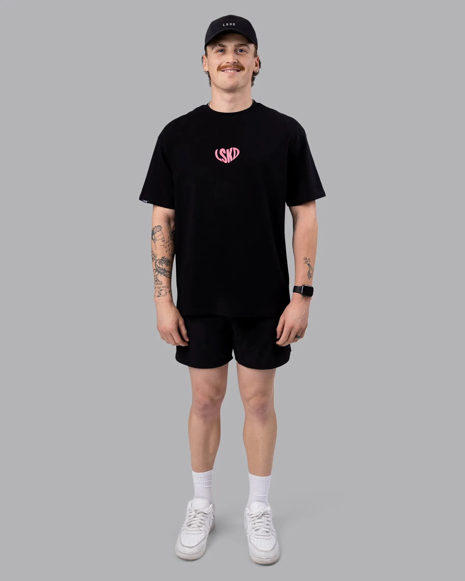 Unisex Love To Train FLXCotton Tee Oversize - Black-Pink Lemonade