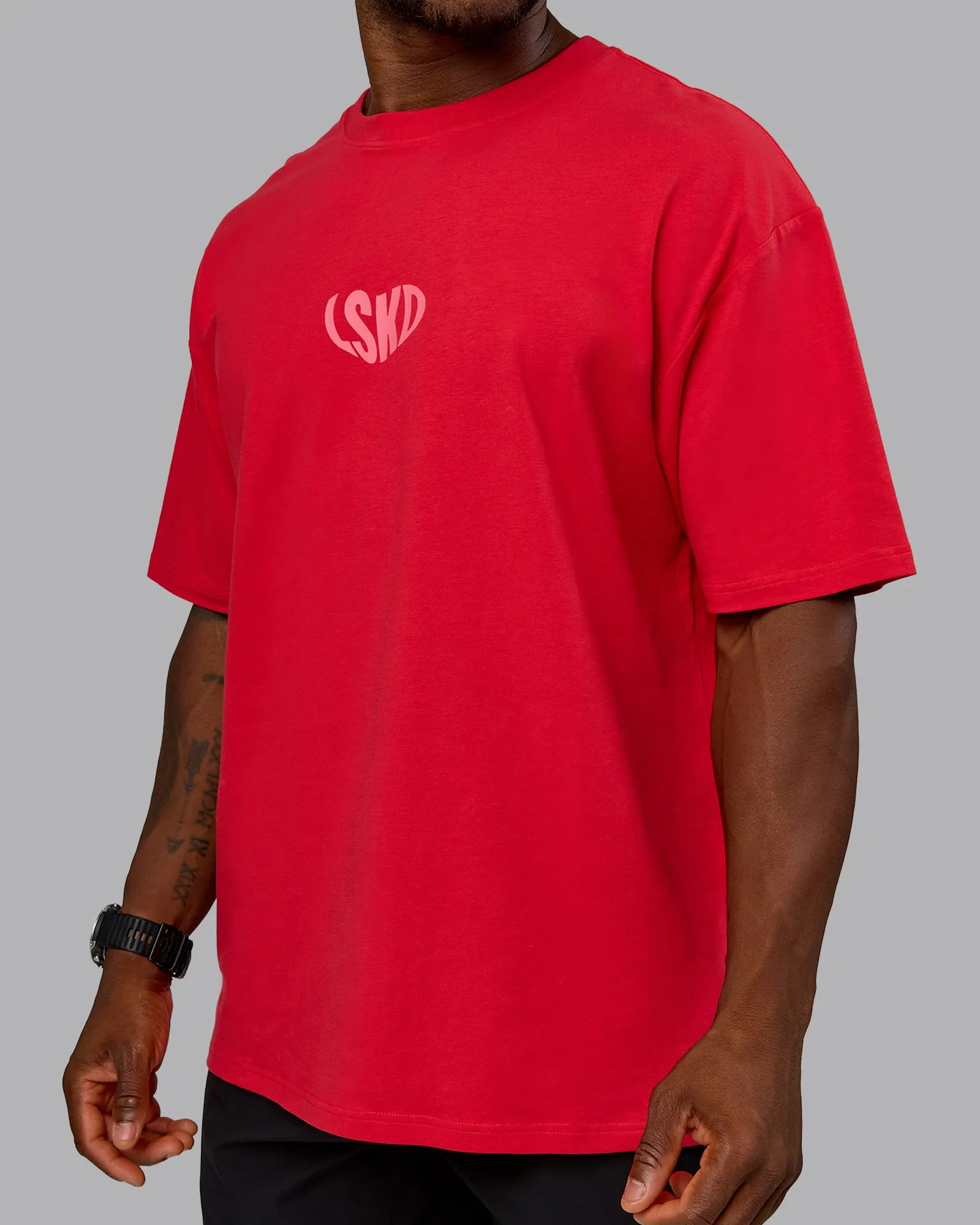 Unisex Love To Train FLXCotton Tee Oversize - Scarlet-Pink Lemonade