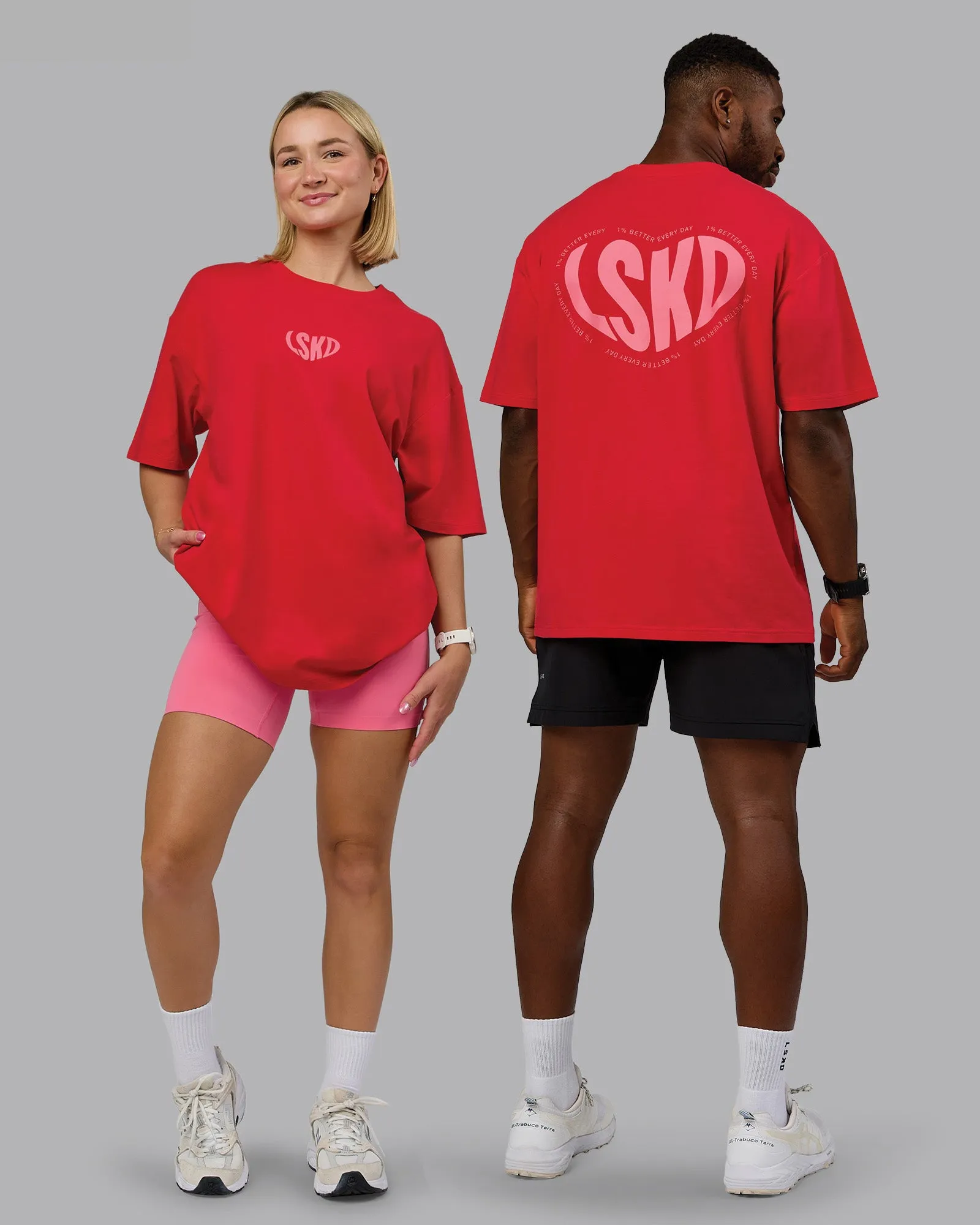 Unisex Love To Train FLXCotton Tee Oversize - Scarlet-Pink Lemonade