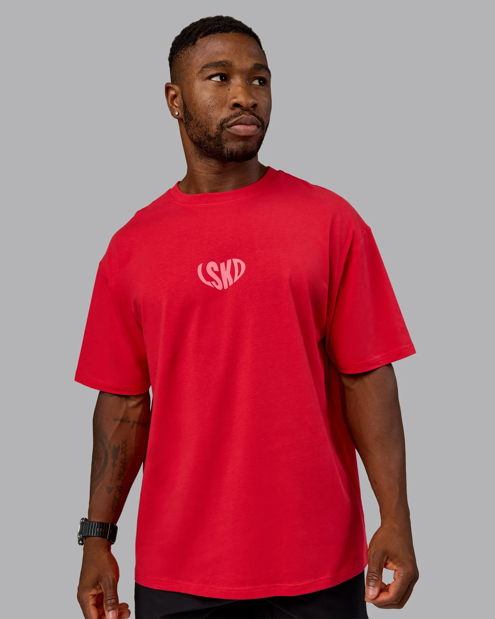 Unisex Love To Train FLXCotton Tee Oversize - Scarlet-Pink Lemonade