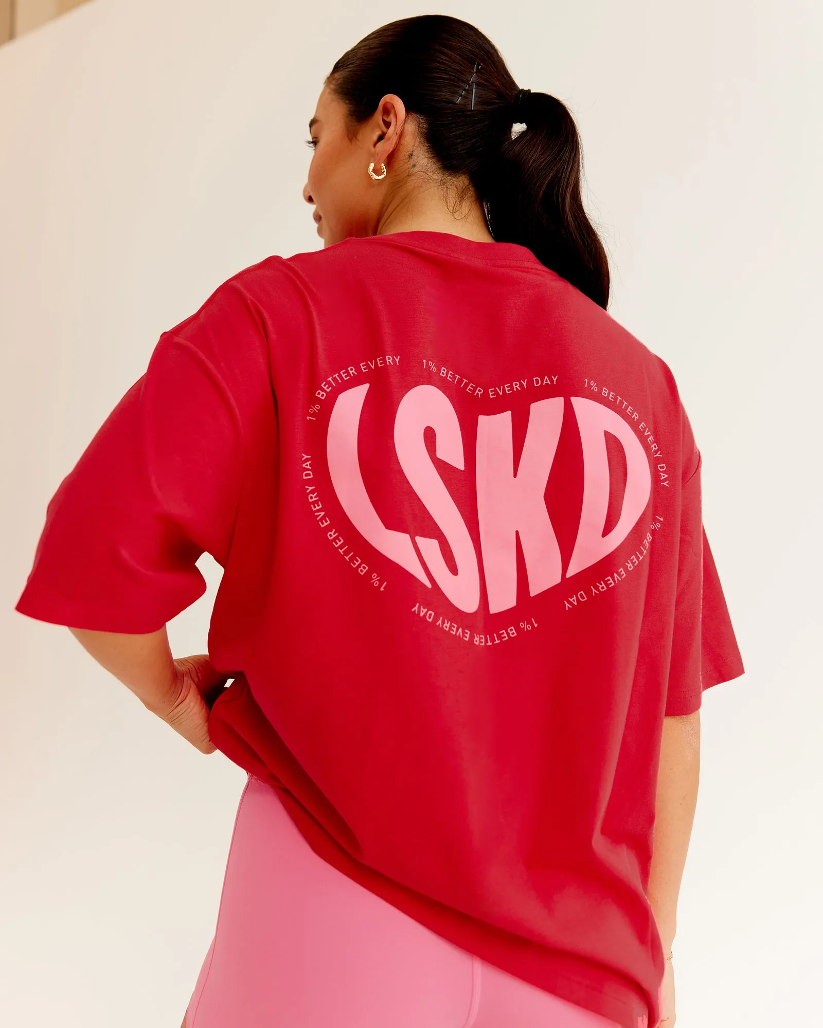 Unisex Love To Train FLXCotton Tee Oversize - Scarlet-Pink Lemonade