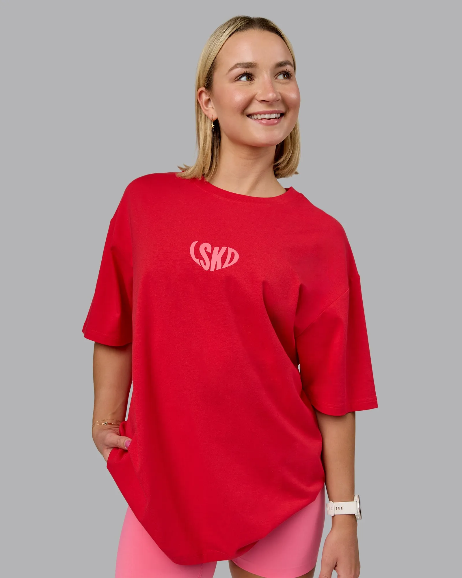 Unisex Love To Train FLXCotton Tee Oversize - Scarlet-Pink Lemonade