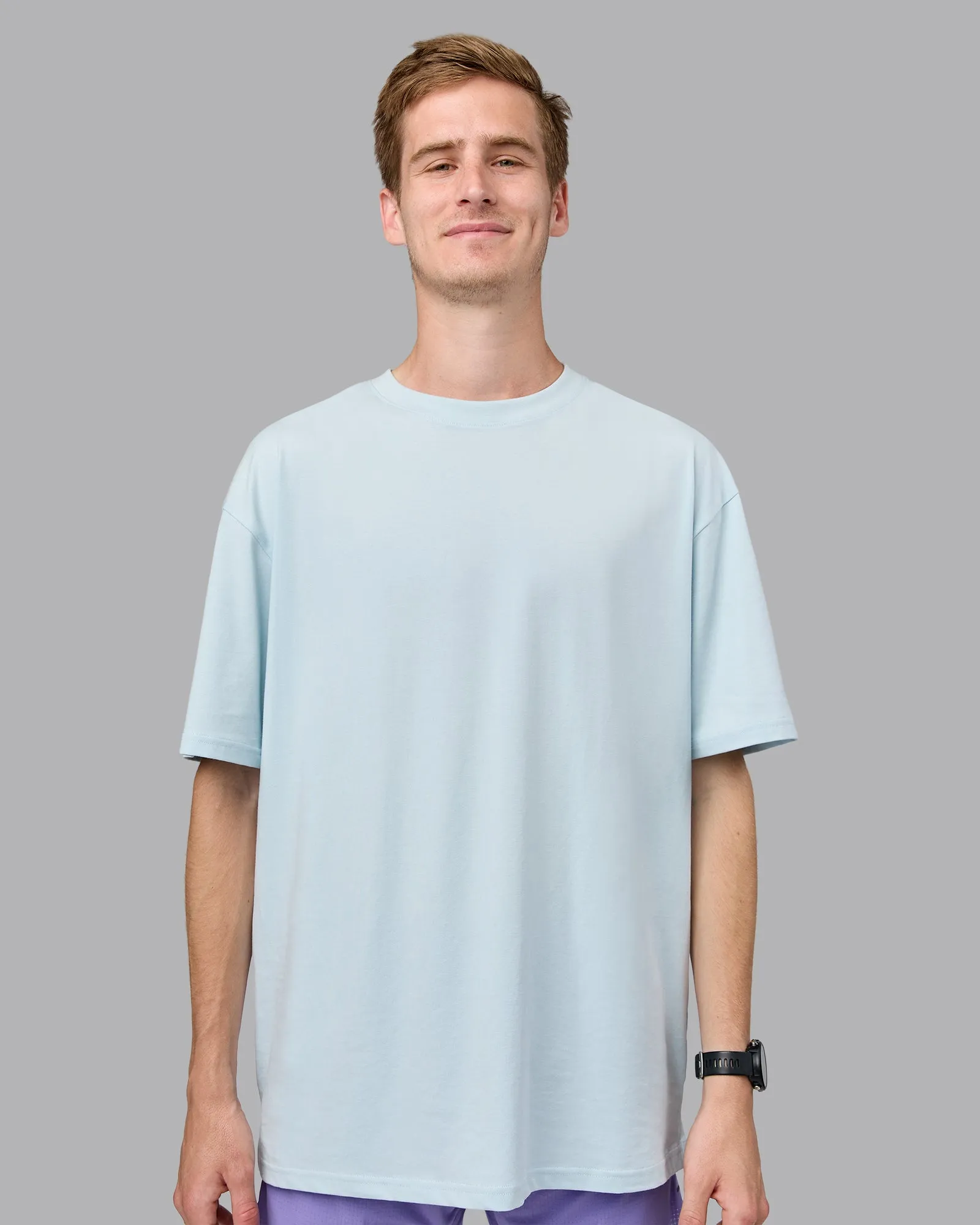 Unisex Push Boundaries FLXCotton Tee Oversize - Light Cyan-White
