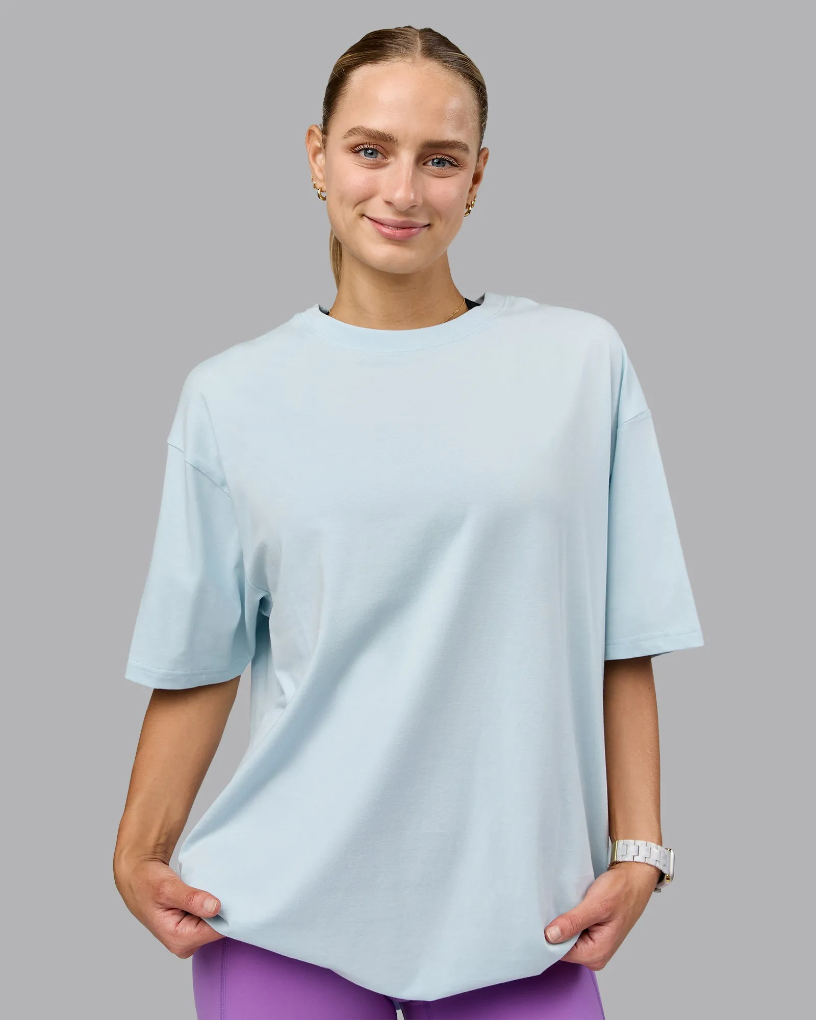 Unisex Push Boundaries FLXCotton Tee Oversize - Light Cyan-White