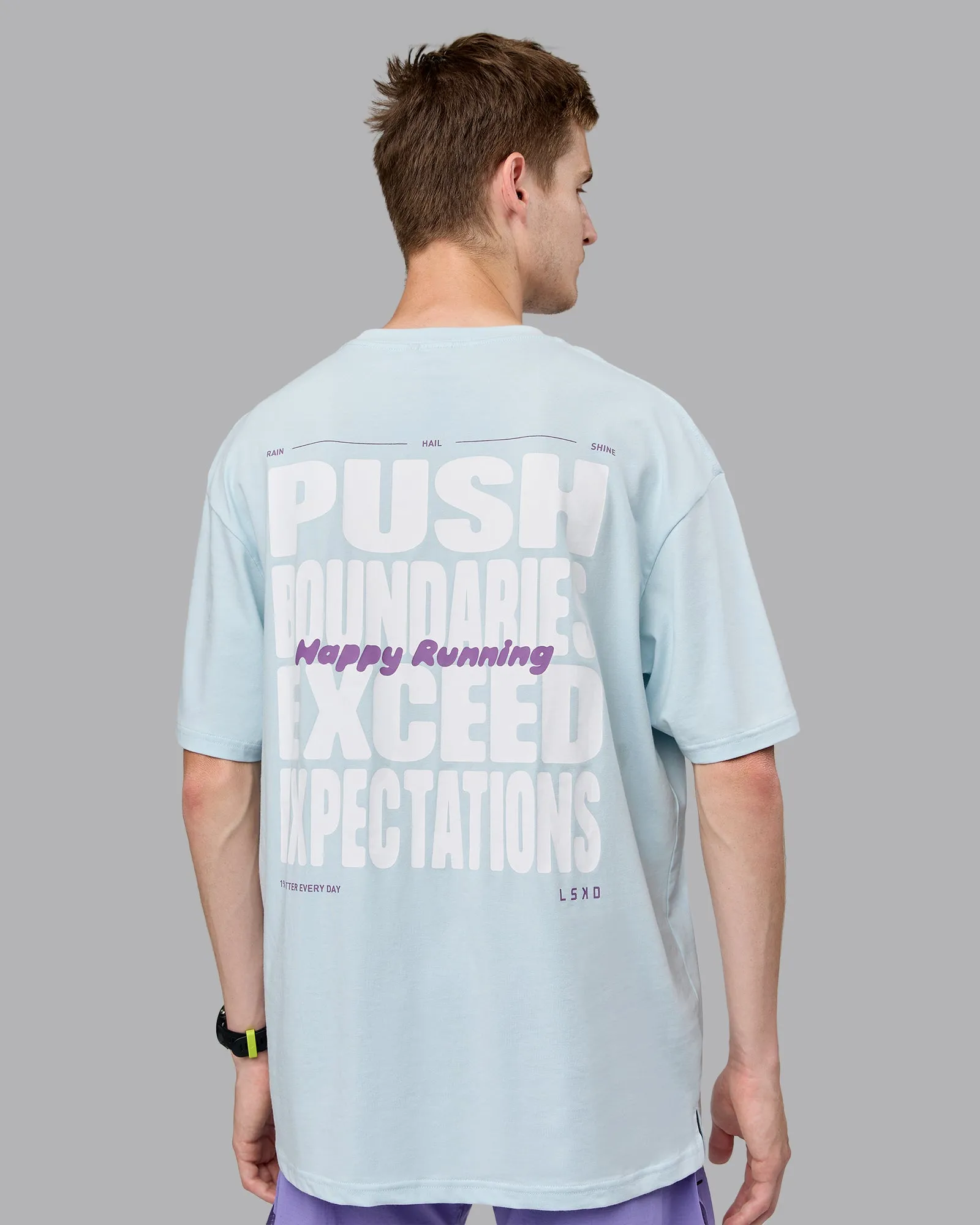 Unisex Push Boundaries FLXCotton Tee Oversize - Light Cyan-White