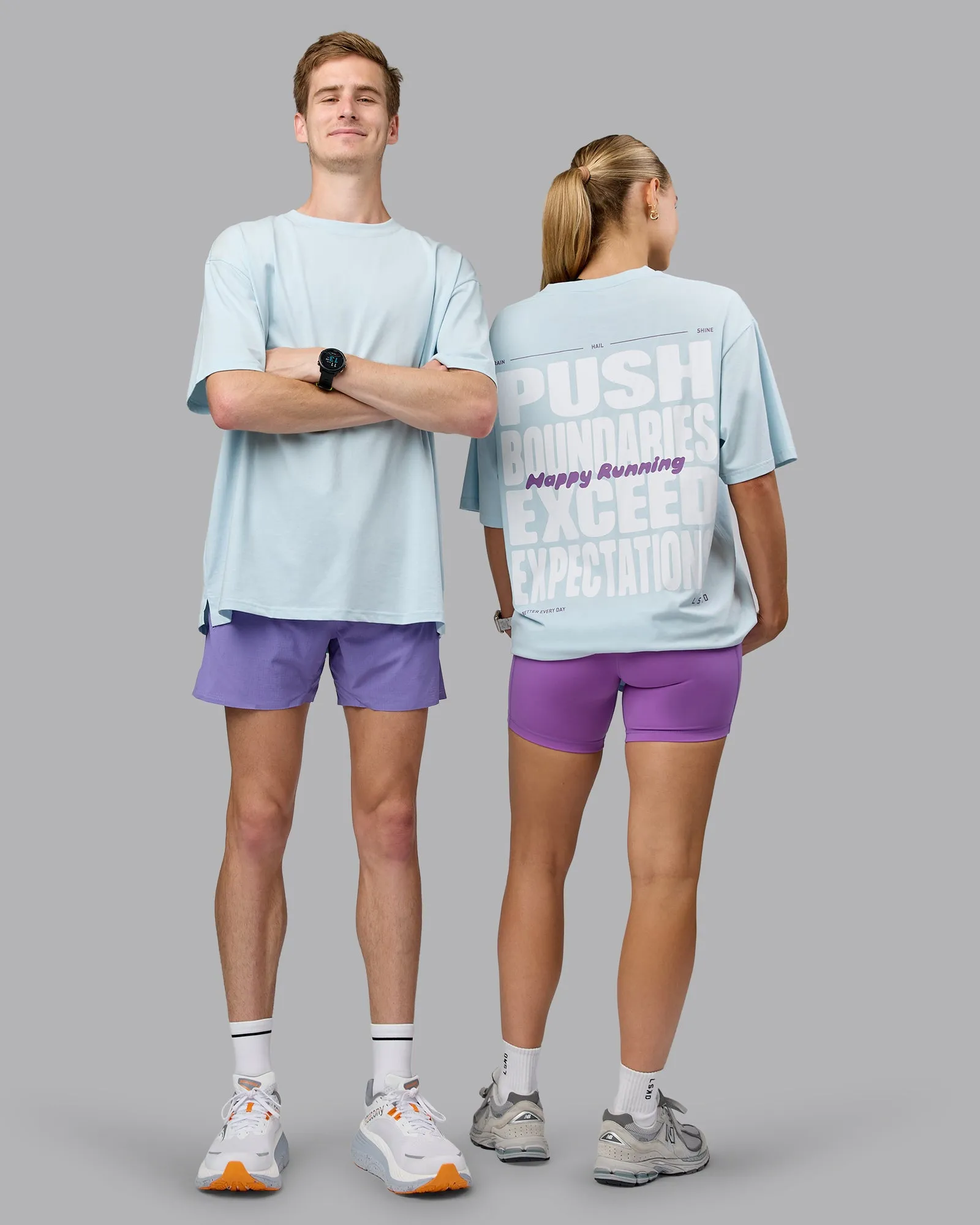 Unisex Push Boundaries FLXCotton Tee Oversize - Light Cyan-White