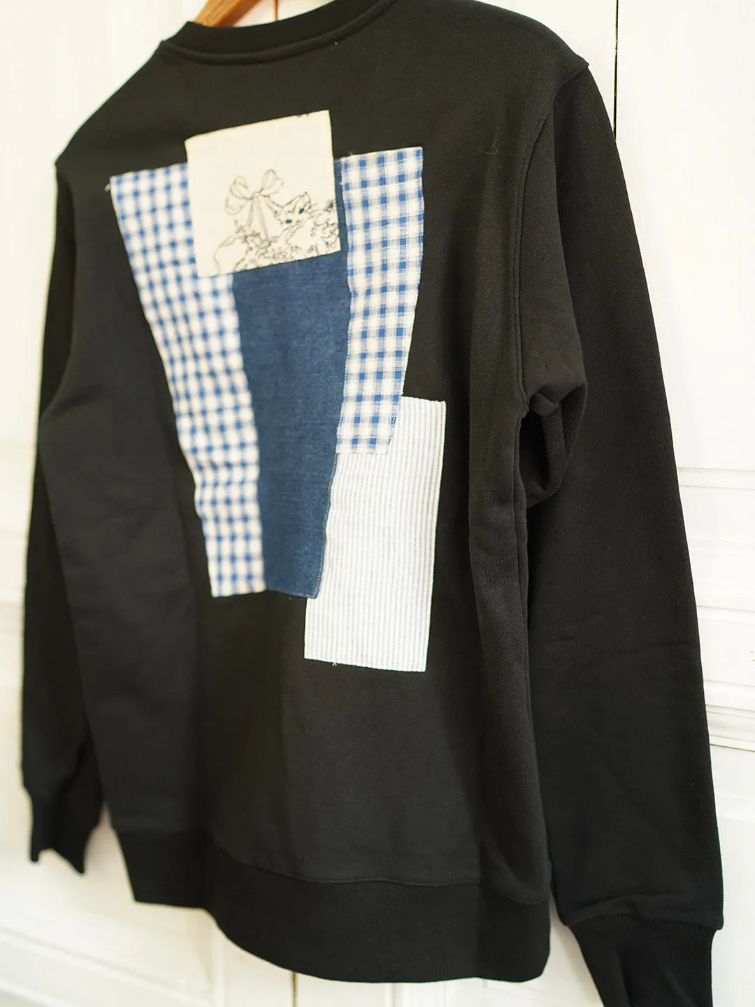 Unlogical Poem Vintage Style Print Patchwork Sweater