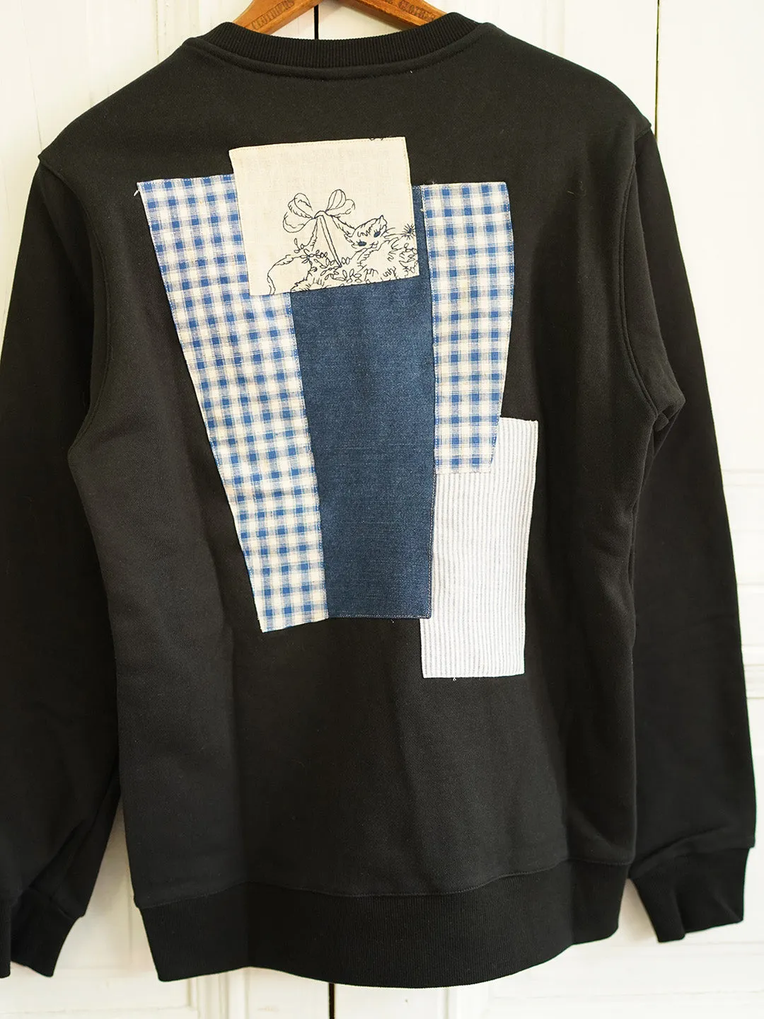 Unlogical Poem Vintage Style Print Patchwork Sweater