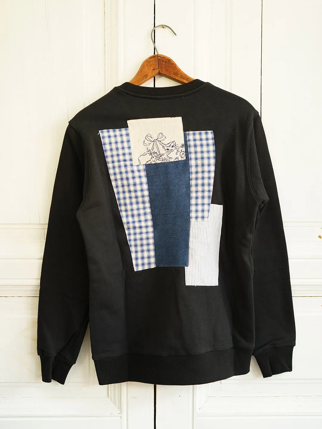 Unlogical Poem Vintage Style Print Patchwork Sweater