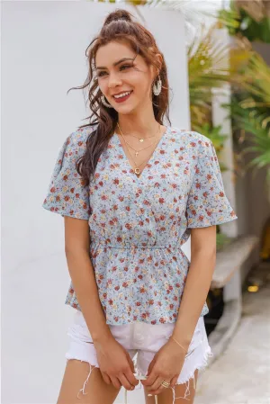 v-neck floral print  top
