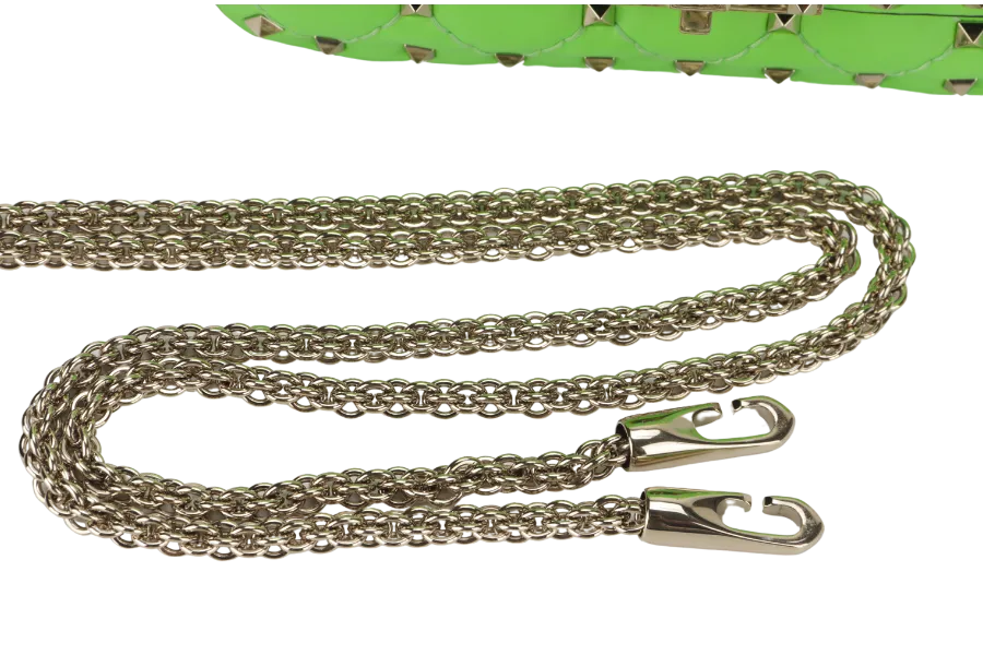 VALENTINO GARAVANI ROCKSTUD SPIKE MINI GREEN CALFSKIN CHAIN BAG SILVER HARDWARE NO DUST COVER