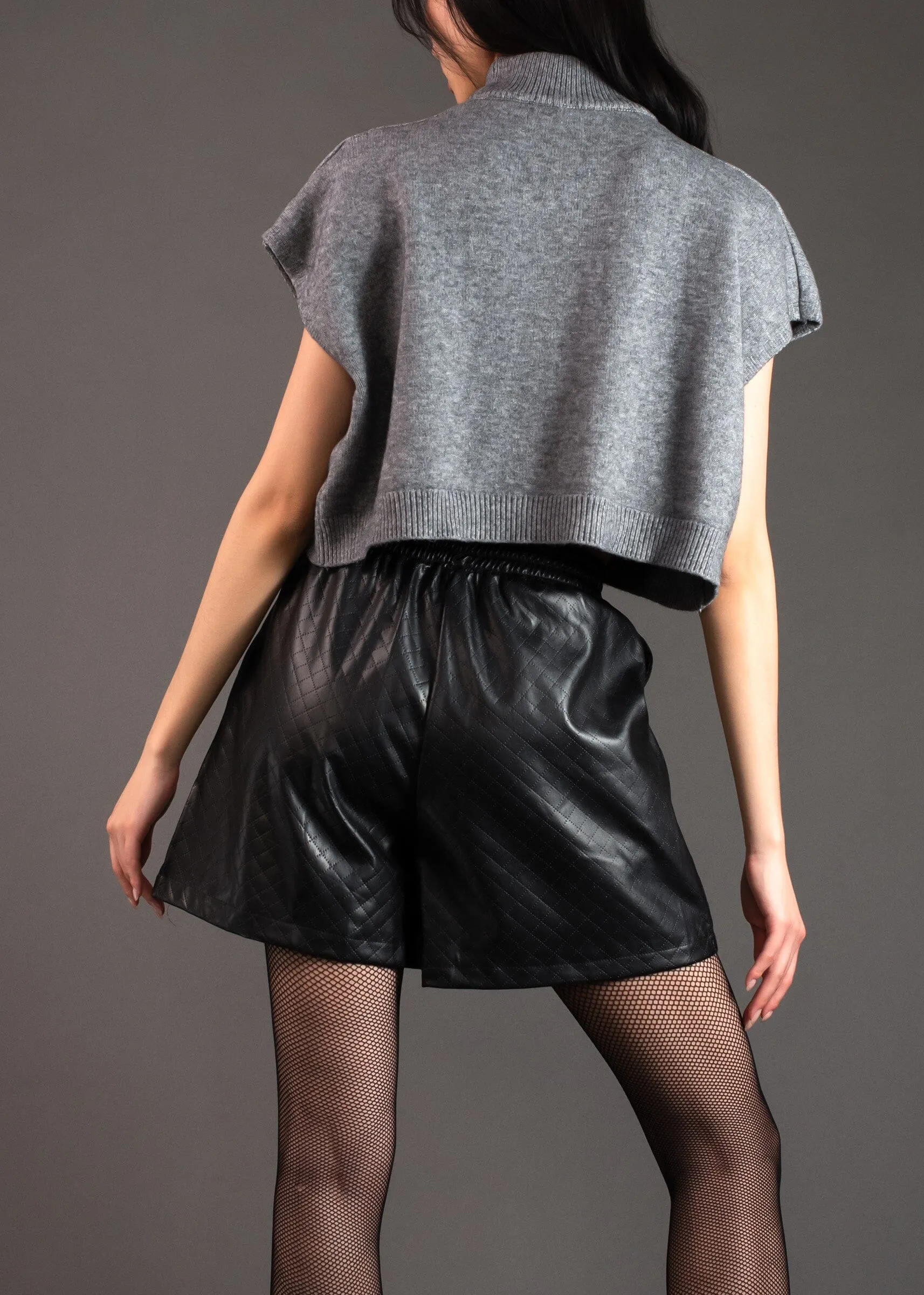 Vegan Leather Quilted Shorts