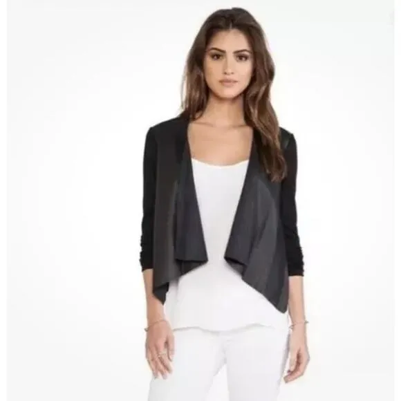 Velvet By Graham &amp; Spencer Candy Ponti w/ Faux Leather Jacket in Black Size S