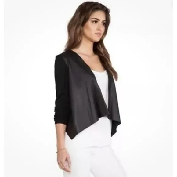 Velvet By Graham &amp; Spencer Candy Ponti w/ Faux Leather Jacket in Black Size S