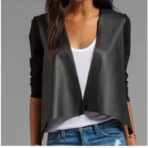 Velvet By Graham &amp; Spencer Candy Ponti w/ Faux Leather Jacket in Black Size S