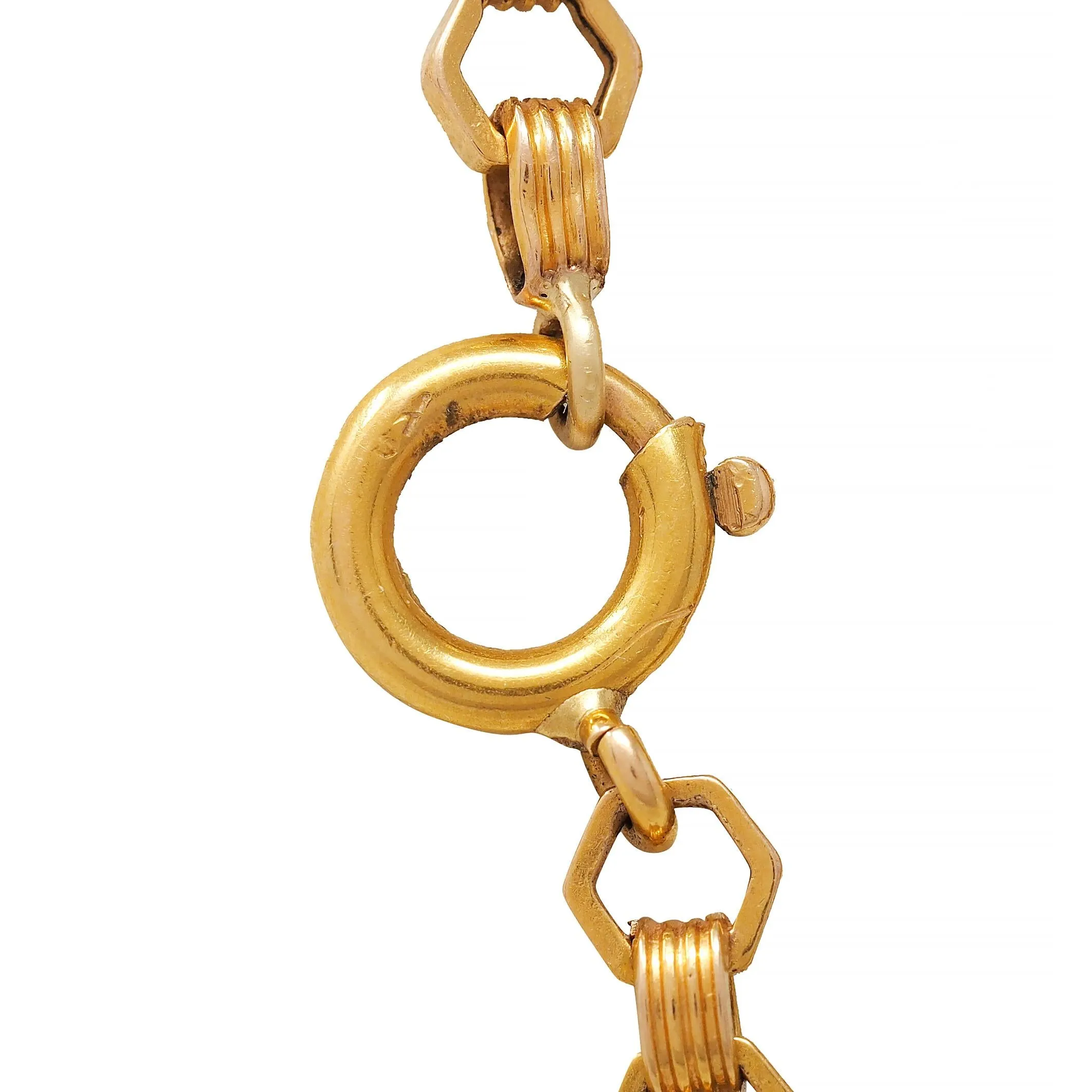 Victorian 18 Karat Yellow Gold Fancy Hexagonal Link 69 IN Long Antique Chain Necklace