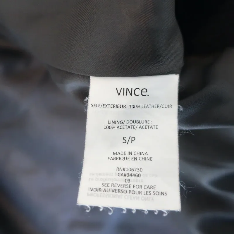 Vince Quilted Leather Biker Jacket Dark Taupe Size Small