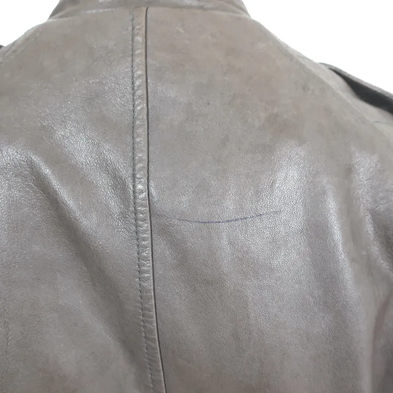 Vince Quilted Leather Biker Jacket Dark Taupe Size Small
