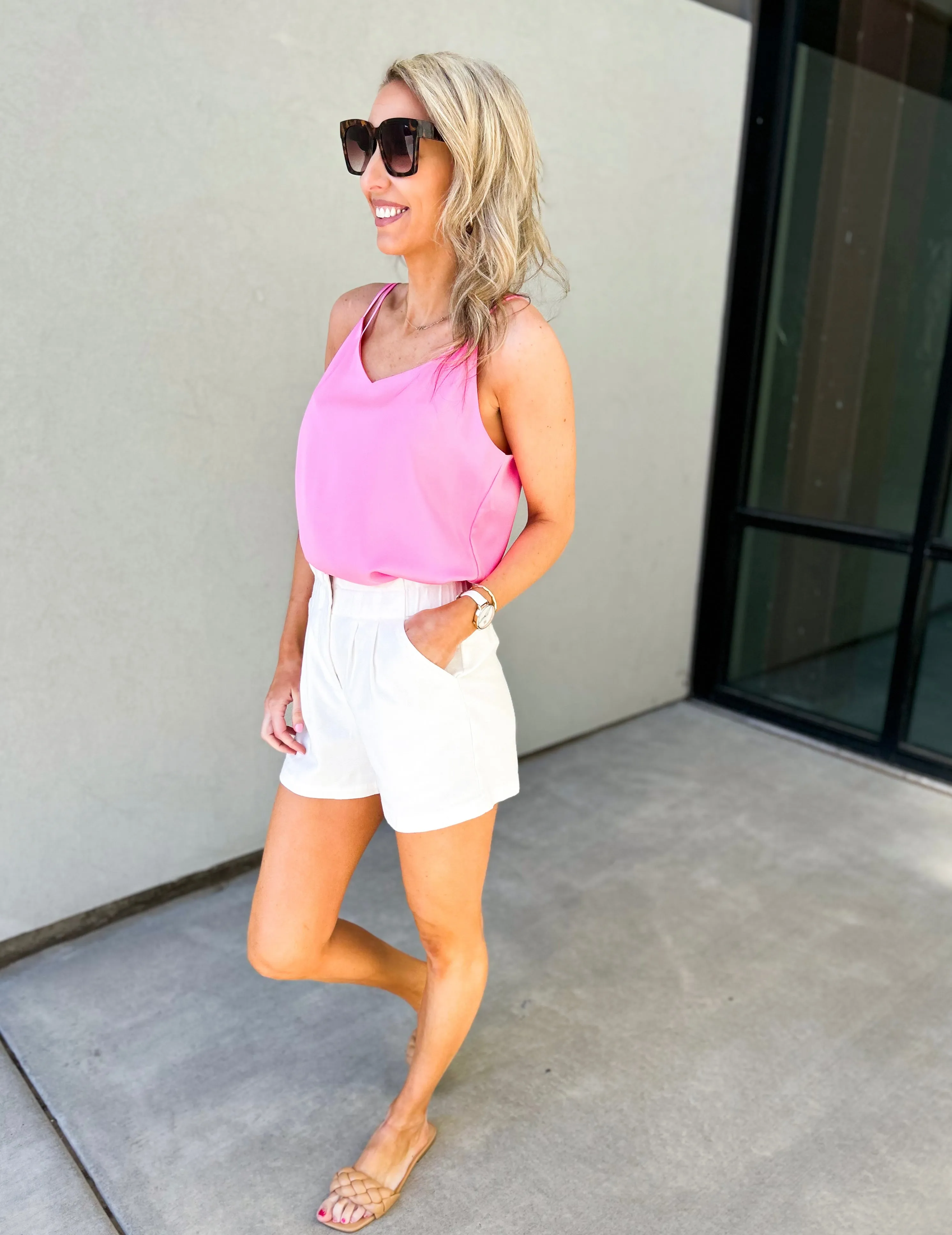 Vinny Satin Cami Tank (Bubble Gum Pink)