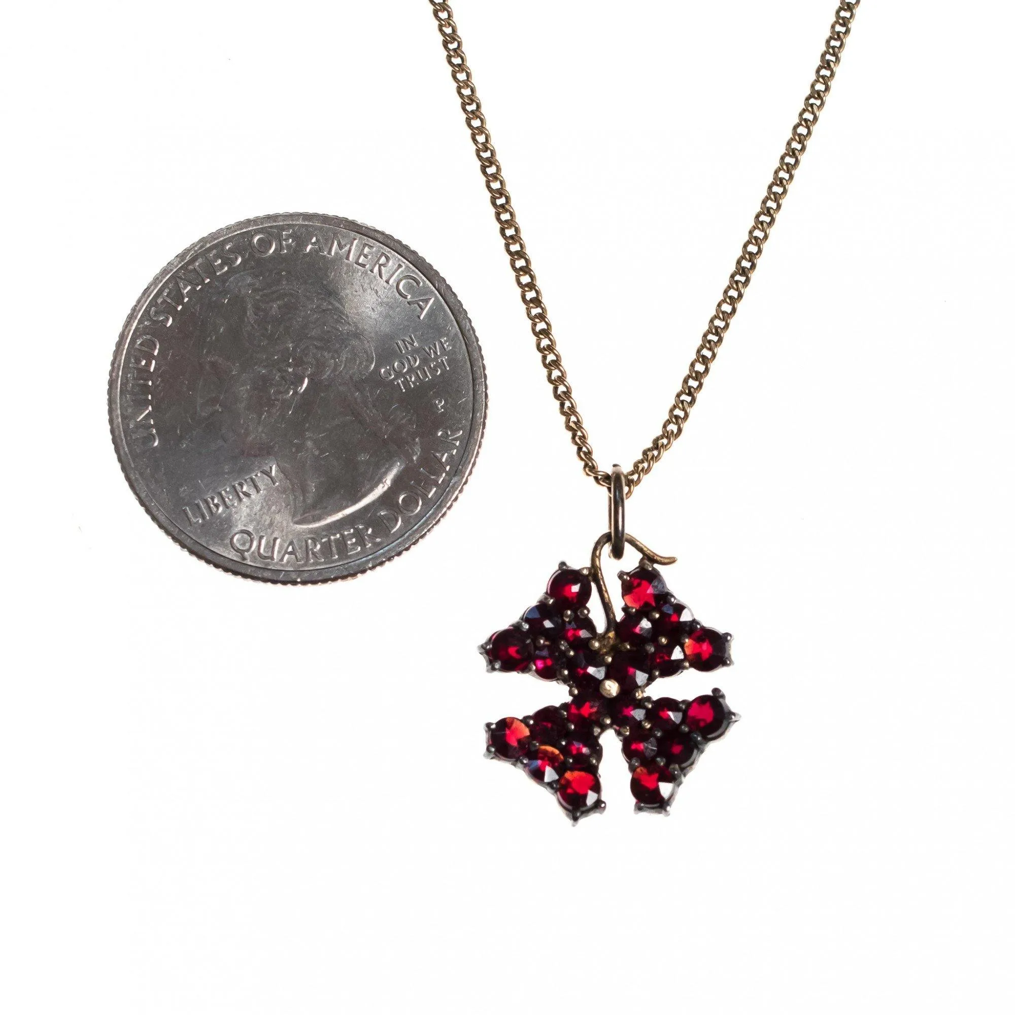 Vintage 1920s 1930s Era Bohemian Garnet Petite Maltese Cross Pendant Necklace