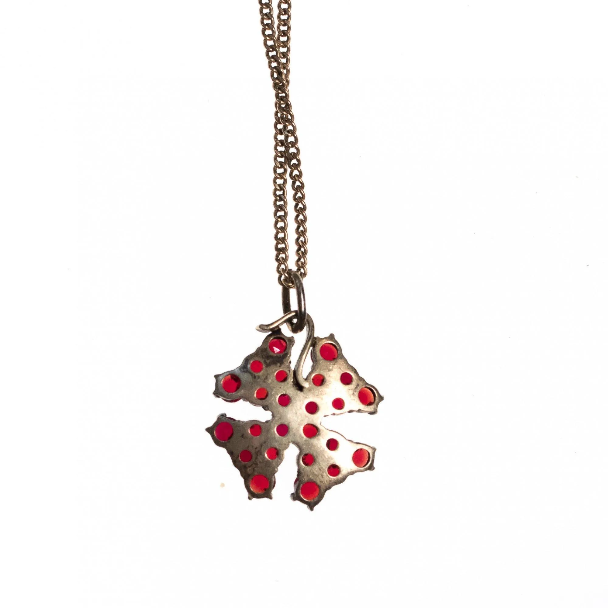 Vintage 1920s 1930s Era Bohemian Garnet Petite Maltese Cross Pendant Necklace