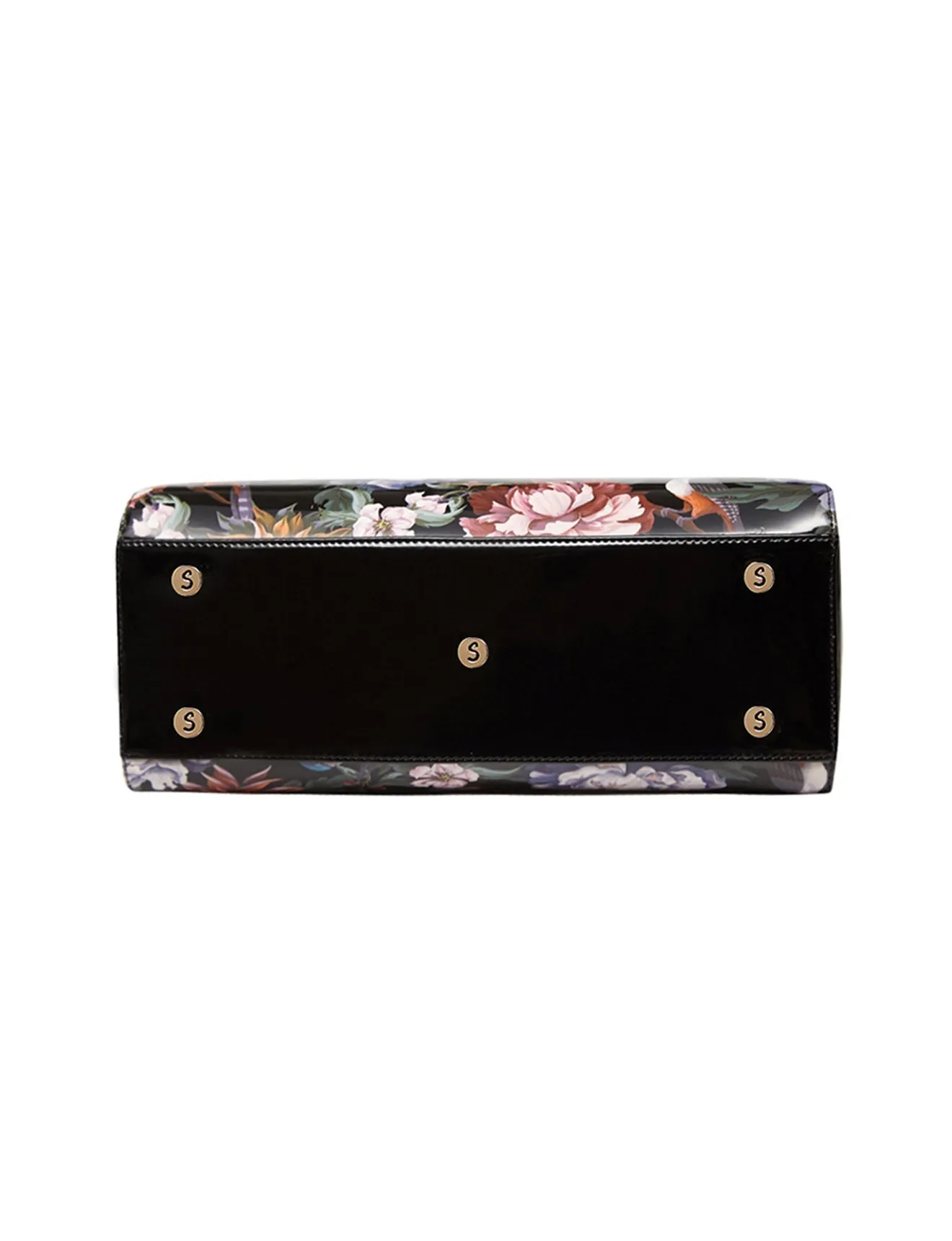 VINTAGE BIRD PATENT LEATHER HANDBAG- SN41-7573