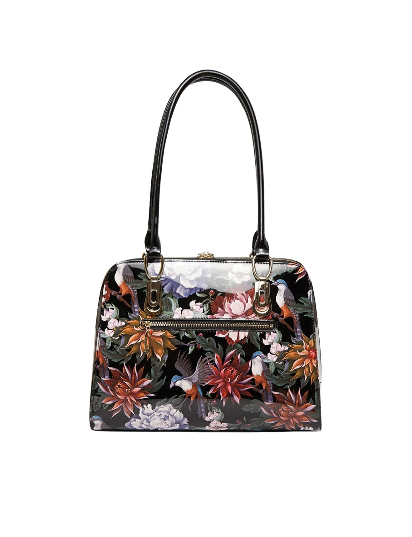 VINTAGE BIRD PATENT LEATHER HANDBAG- SN41-7573