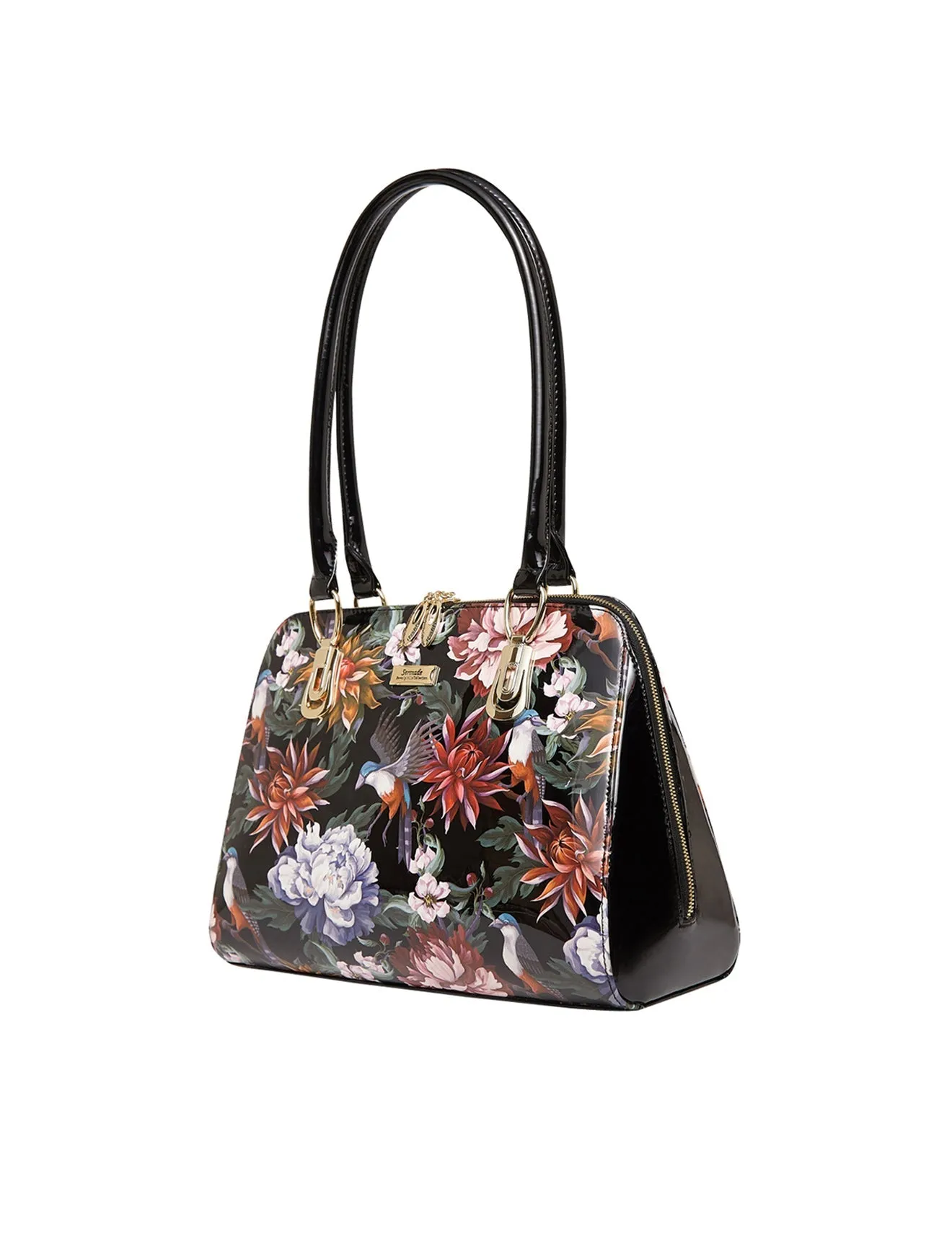 VINTAGE BIRD PATENT LEATHER HANDBAG- SN41-7573