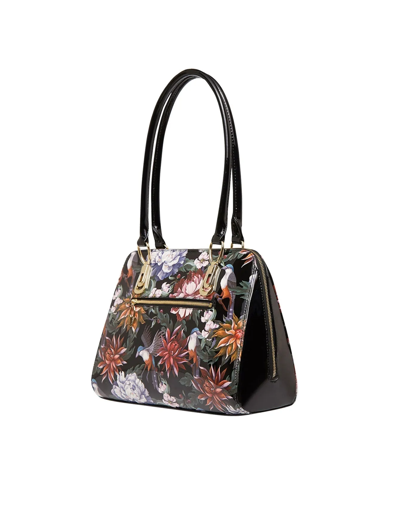 VINTAGE BIRD PATENT LEATHER HANDBAG- SN41-7573