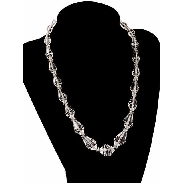 Vintage Estate Jewelry Art Deco Rock Crystal Necklace Sterling Clasp 1920S