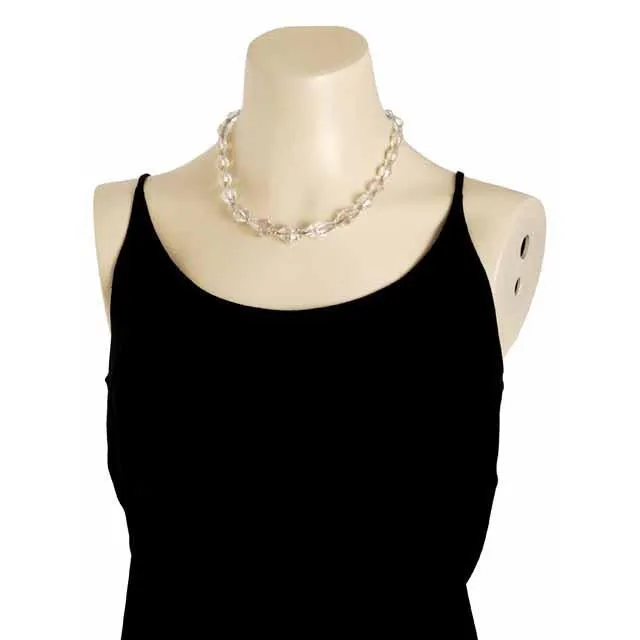 Vintage Estate Jewelry Art Deco Rock Crystal Necklace Sterling Clasp 1920S