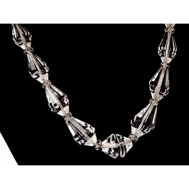 Vintage Estate Jewelry Art Deco Rock Crystal Necklace Sterling Clasp 1920S