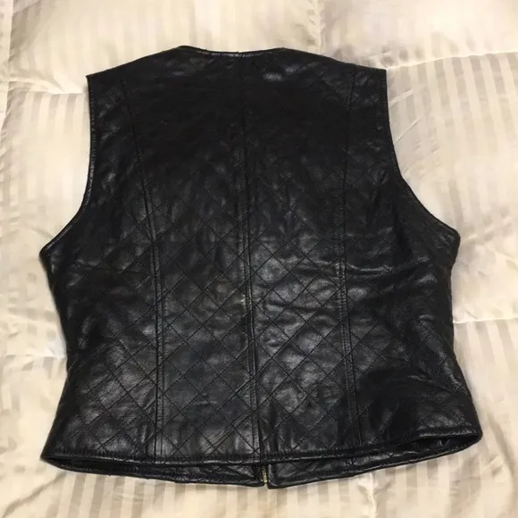 Vintage Otello Pelle quilted leather vest