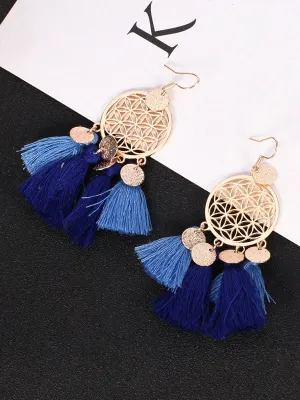Vintage Round Hollow Tassel Earrings