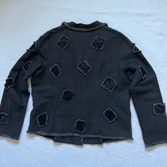Vintage Women’s Linen Patchwork Button Jacket Lagenlook Artsy M