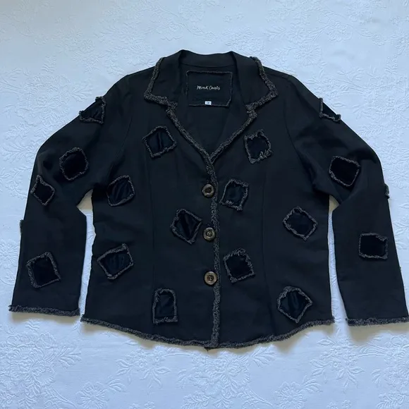 Vintage Women’s Linen Patchwork Button Jacket Lagenlook Artsy M
