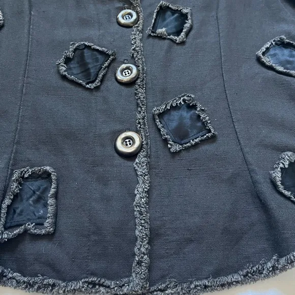 Vintage Women’s Linen Patchwork Button Jacket Lagenlook Artsy M