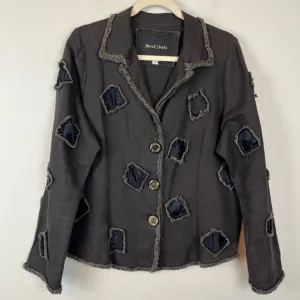 Vintage Women’s Linen Patchwork Button Jacket Lagenlook Artsy M