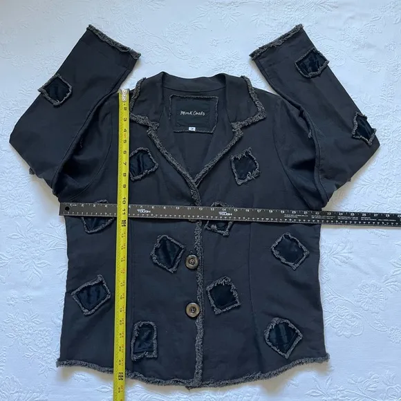 Vintage Women’s Linen Patchwork Button Jacket Lagenlook Artsy M
