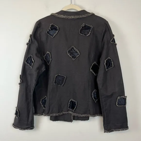Vintage Women’s Linen Patchwork Button Jacket Lagenlook Artsy M