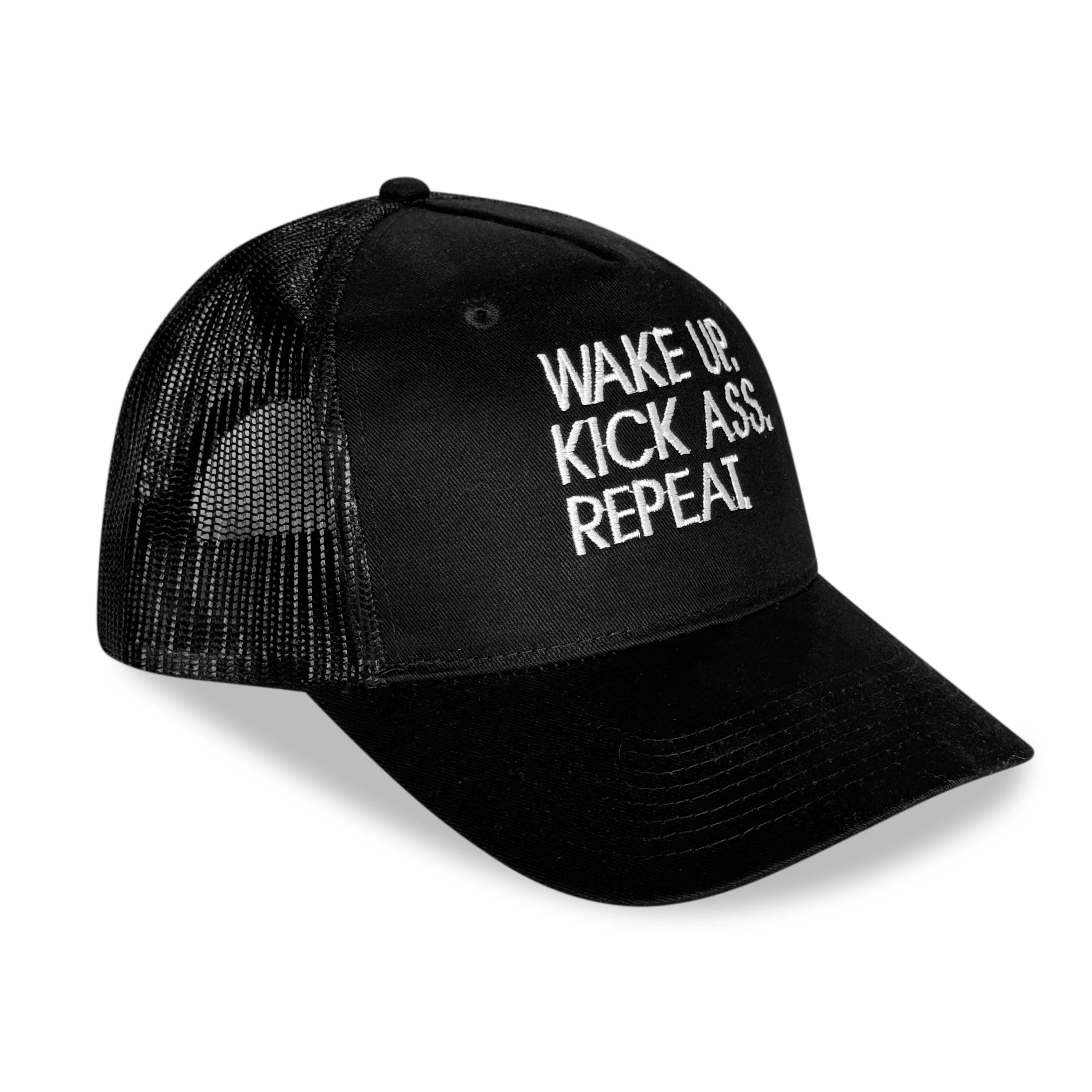Wake Up. Kick Ass. Repeat. Trucker Hat