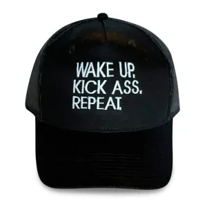 Wake Up. Kick Ass. Repeat. Trucker Hat