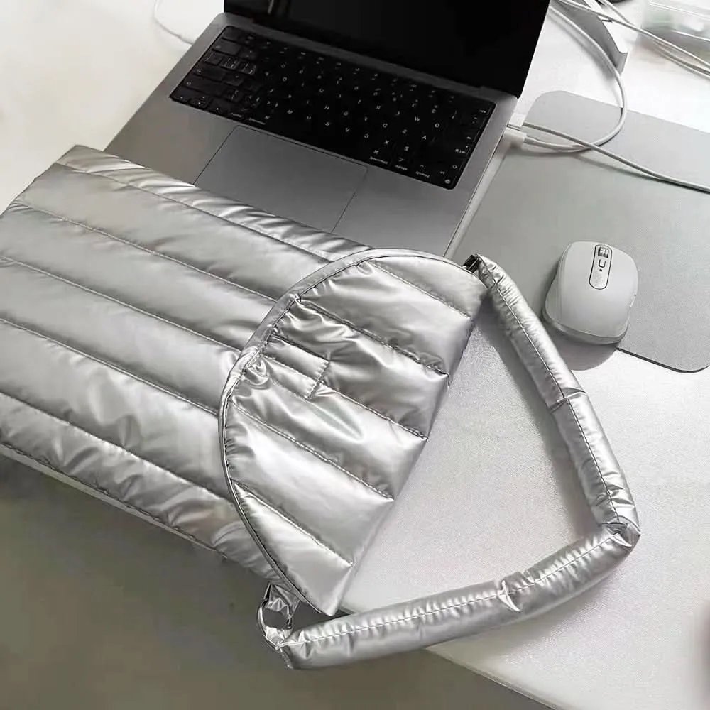 Waterproof Shockproof Nylon Laptop Sleeve Bag - Silver