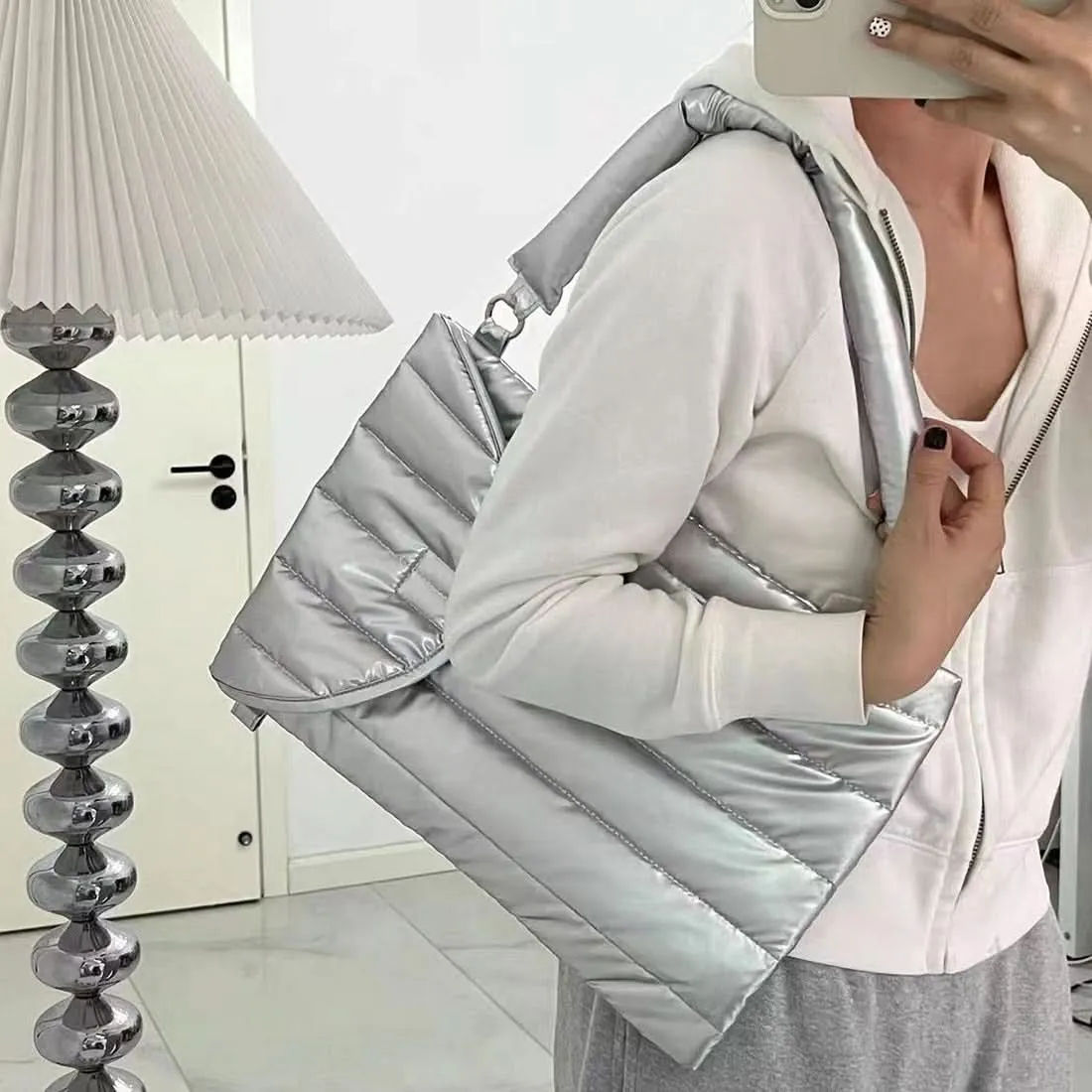 Waterproof Shockproof Nylon Laptop Sleeve Bag - Silver