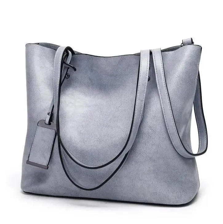 Waxing Leather bucket bag Simple Double strap handbag shoulder bags For Women 2024 All-Purpose Shopping tote sac bolsa feminina